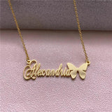 Butterfly Name Necklace Personalized Choker Stainless Steel Women Christmas