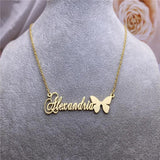 Butterfly Name Necklace Personalized Choker Stainless Steel Women Christmas