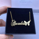 Butterfly Name Necklace Personalized Choker Stainless Steel Women Christmas