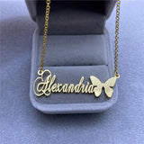 Butterfly Name Necklace Personalized Choker Stainless Steel Women Christmas
