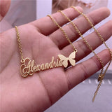 Butterfly Name Necklace Personalized Choker Stainless Steel Women Christmas