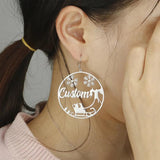 Personalized Name Earrings Snowman Elk 18K Plated Stainless Steel Jewelry