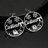 Personalized Name Earrings Snowman Elk 18K Plated Stainless Steel Jewelry