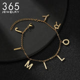 Custom Zirconia Stainless Steel Single Letter Bracelet Personalized Pendant