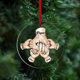 Acrylic Kids Names Fists Bump Ornament Dad's Dream Team Pendant