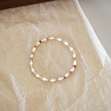 Freshwater Pearl Bracelet 925 Silver Agate Stone Women Gift