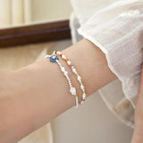Freshwater Pearl Bracelet 925 Silver Agate Stone Women Gift