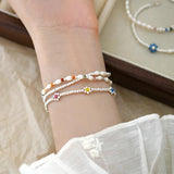 Freshwater Pearl Bracelet 925 Silver Agate Stone Women Gift
