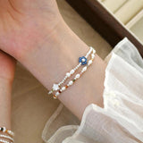 Freshwater Pearl Bracelet 925 Silver Agate Stone Women Gift