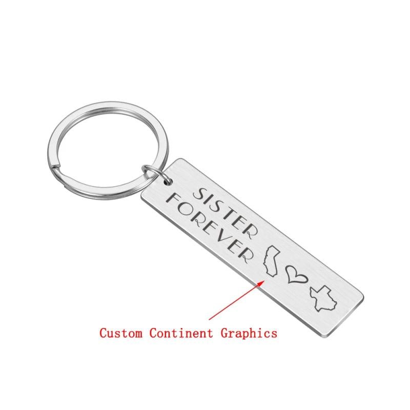 Sister Long Distance Relationship Keychain Personalized Gift