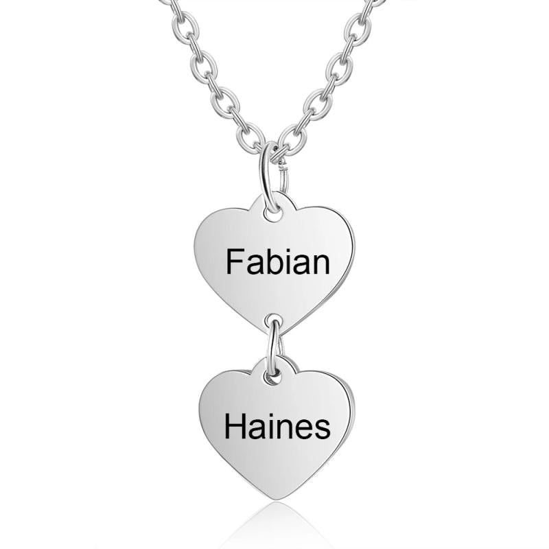 Customized Vertical Heart Necklace with Name Engraving