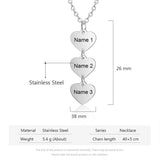 Customized Vertical Heart Necklace with Name Engraving