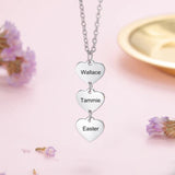 Customized Vertical Heart Necklace with Name Engraving