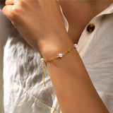 Minimalist S925 Sterling Silver Pearl Bracelet Adjustable Thin Chains