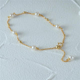 Minimalist S925 Sterling Silver Pearl Bracelet Adjustable Thin Chains