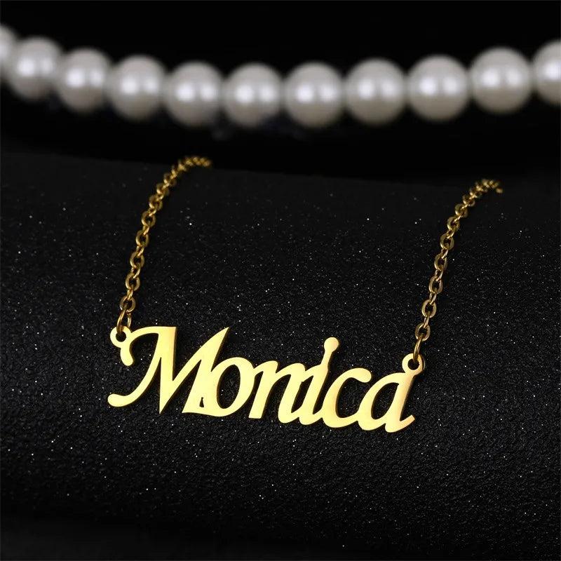 Personalized Name Necklace for Women Stainless Steel Choker Pendant