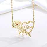 Zircon Name Necklace for Women Heart Choker Personalized Stainless Steel
