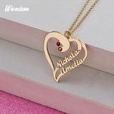 Zircon Name Necklace for Women Heart Choker Personalized Stainless Steel