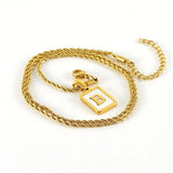 Square Alphabet Necklace 18k Twist Chain