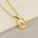 Square Alphabet Necklace 18k Twist Chain