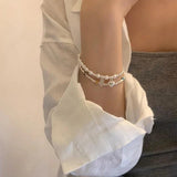 925 Silver Heart Pearl Bracelet for Women Bead Letter Lucky Versatile Gift
