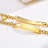 Heart Charm Bracelet for Women, Personalized Engraved Heart Bar ID Bracelet