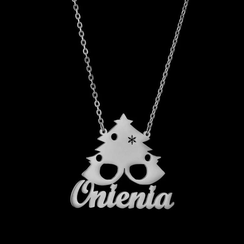 Custom Name Necklace Mirror Christmas Choker Pendant Jewelry