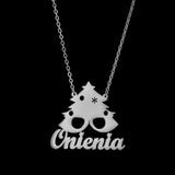 Custom Name Necklace Mirror Christmas Choker Pendant Jewelry