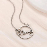 Customized Circle Name Necklace with Heart Geometric Jewelry
