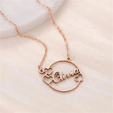 Customized Circle Name Necklace with Heart Geometric Jewelry