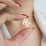 Custom 2 Initial Letter Necklace Stainless Steel Pendant Name
