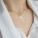 Custom 2 Initial Letter Necklace Stainless Steel Pendant Name