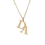 Custom 2 Initial Letter Necklace Stainless Steel Pendant Name