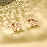 Custom Elephant Name Stud Earring Stainless Steel for Women