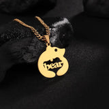 Personalized Stainless Steel Bear Name Necklace Choker Gift