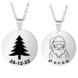 Christmas Present Necklace Custom Name Santa Tree Snowman Choker Pendant