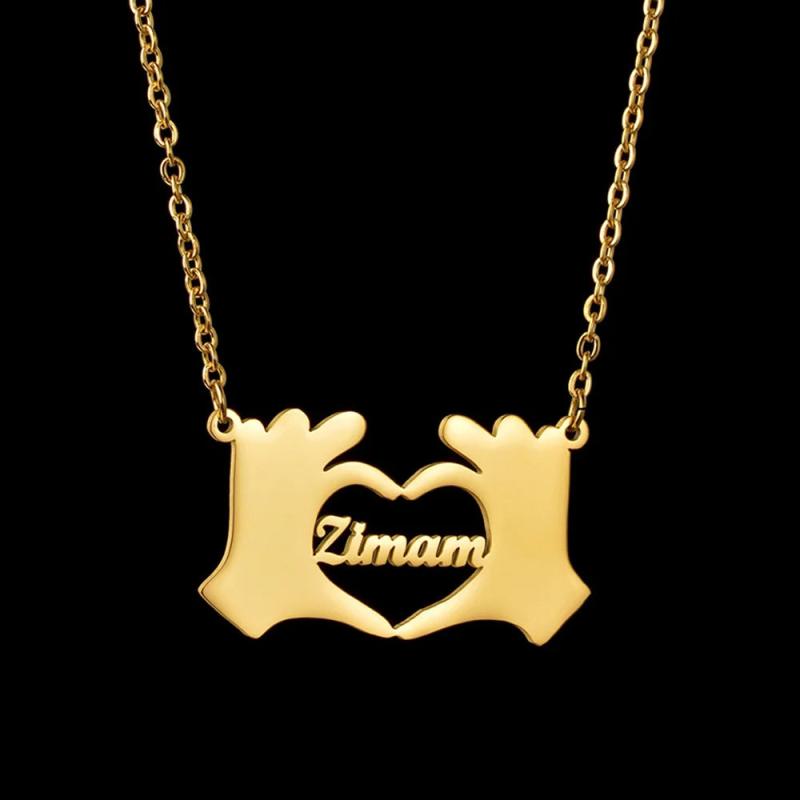 Personalized Diamond Necklace Stainless Steel Heart Letter Custom Name