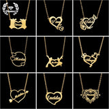 Personalized Diamond Necklace Stainless Steel Heart Letter Custom Name