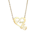 Personalized Diamond Necklace Stainless Steel Heart Letter Custom Name