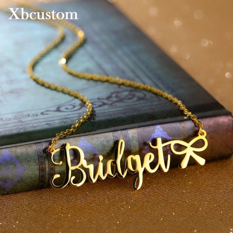 Name Necklace Personalized Charm Stainless Steel Nameplate Statement Necklaces