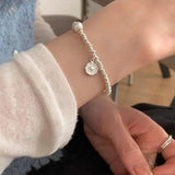 925 Silver Heart Beads Bracelet for Women Girl, Birthday Gift