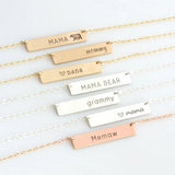 Custom Bar Square Name Necklace Stainless Steel Personalized Necklace