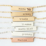 Custom Bar Square Name Necklace Stainless Steel Personalized Necklace