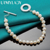 925 Silver 8MM Pearl Bracelet - Wedding Party Jewelry