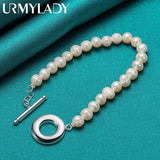 925 Silver 8MM Pearl Bracelet - Wedding Party Jewelry