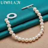 925 Silver 8MM Pearl Bracelet - Wedding Party Jewelry