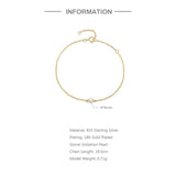 925 Silver Pearl Chain Bracelet for Women 18K Plated