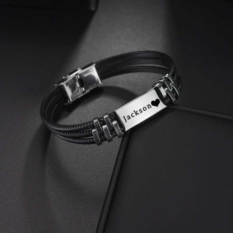 Customized Engrave Name Date Bracelet for Women