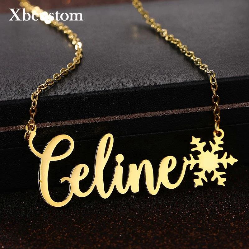Snowflake Name Necklace Personalized Jewelry for Women