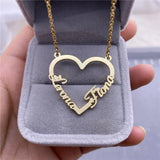 Custom Heart Shape Necklace with Two Name Personalized Stainless Steel Jewelry